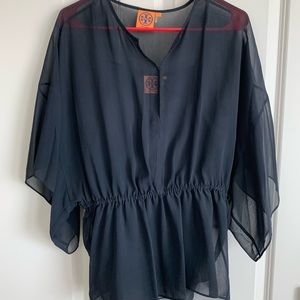 Tory Burch Black Chiffon Top